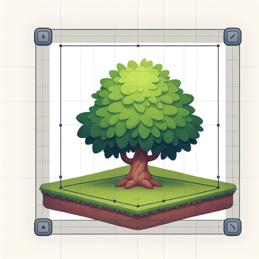 Tree Single Game Texture. In-Game asset. 2d. Blank background. High contrast. No shadows.