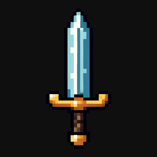 Quiero una espada de metal, estilo 32 bits.
In-Game asset.  2d.  High contrast.  No shadows
