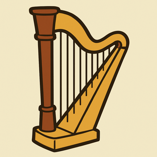 Harp in professor Layton game style.
In-Game asset.  2d.  High contrast.  No shadows