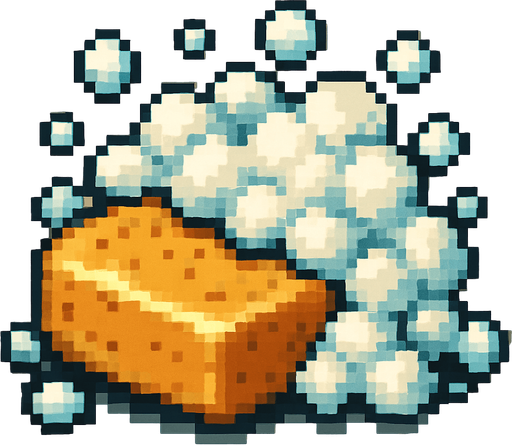 Un jabon con espuma, pixel art, metal slug.
In-Game asset.  2d.  High contrast.  No shadows