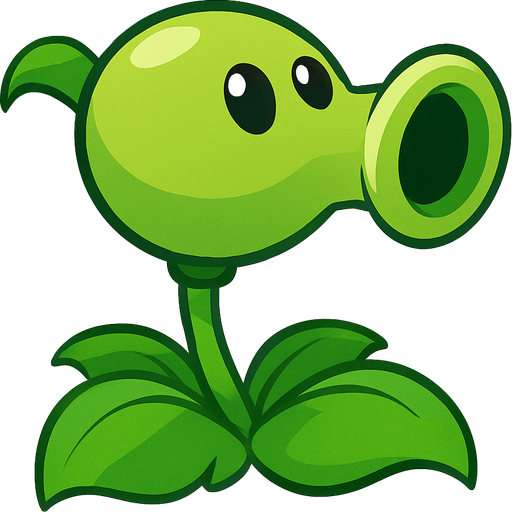 Un lanza guisantes del videojuego plantas vs zombies.
In-Game asset.  No shadows