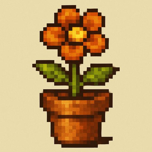 Maceta con una flor, pixel art metal slug.
In-Game asset.  2d.  High contrast.  No shadows