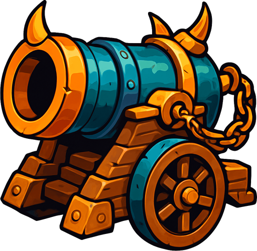 Cannon from the fantasy.
In-Game asset.  2d.  High contrast.  No shadows