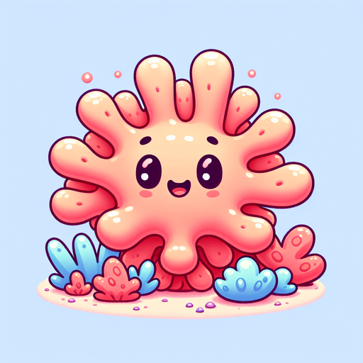 Tatlı gülümseyen mercan resmi.
Single Game Texture.  In-Game asset.  2d.  Blank background.  High contrast.  No shadows