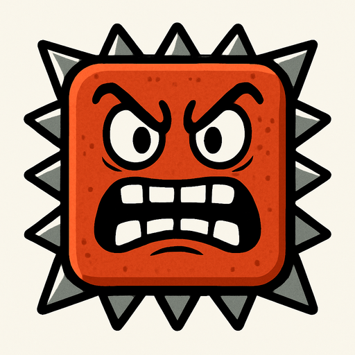 spike block with an angry face.
In-Game asset.  2d.  High contrast.  No shadows. cartoon