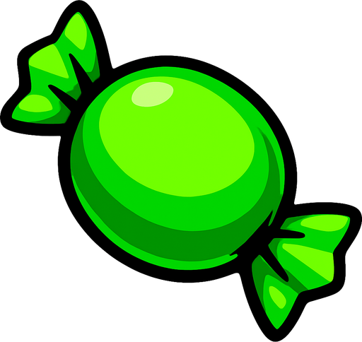 Green candy.
In-Game asset.  2d.  High contrast.  No shadows