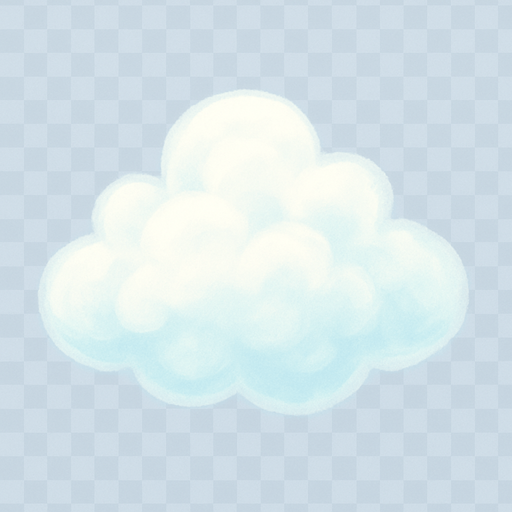 fluffy transparent cloud.
In-Game asset.  2d.  High contrast.  No shadows