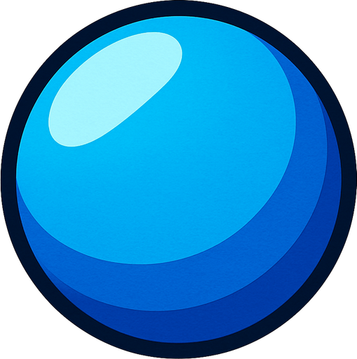 Mavi 3d yuvarlak top.
In-Game asset.  2d.  High contrast.  No shadows