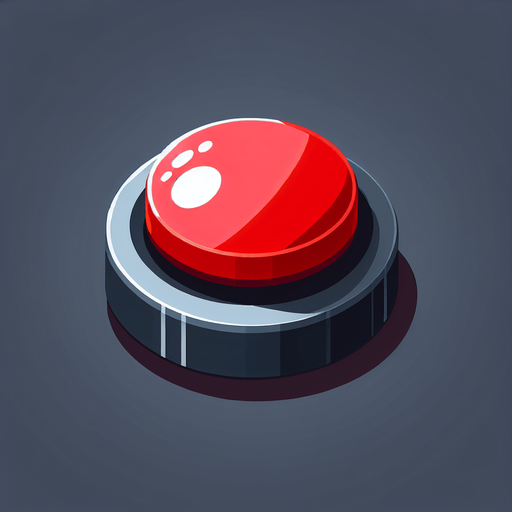 Big red kill button.
Single Game Texture. In-Game asset. 2d. Blank background. High contrast. No shadows.