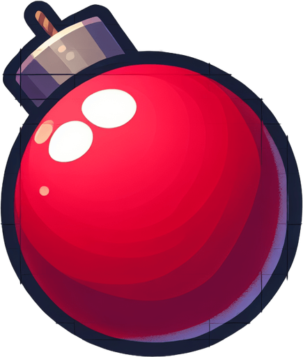 red bomb.
Single Game Texture. In-Game asset. 2d. Blank background. High contrast. No shadows.