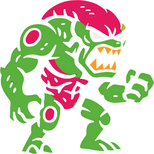 Savage alien strong 2d game.
In-Game asset.  2d.  High contrast.  No shadows