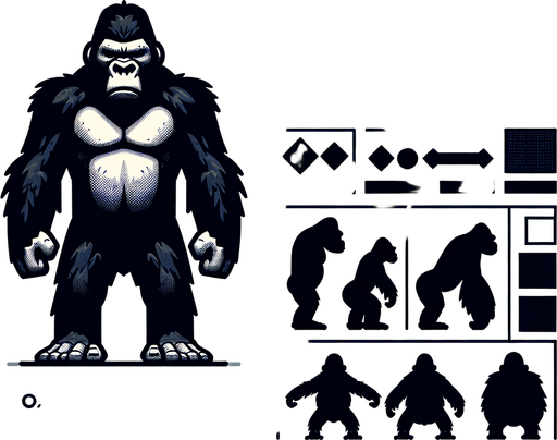 GORILLA.
Single Game Texture. In-Game asset. 2d. Blank background. High contrast. No shadows.