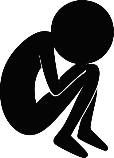 Stickman delgado en posición fetal y que este todo relleno de negro