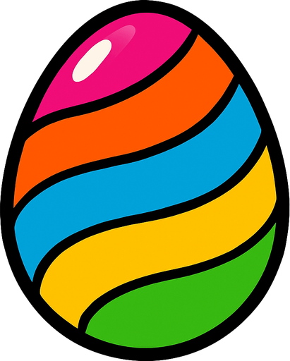 un huevo de colores.
In-Game asset.  2d.  High contrast.  No shadows. un huevo de colores