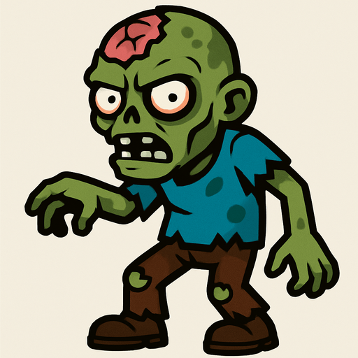 A zombie.
In-Game asset.  2d.  High contrast.  No shadows