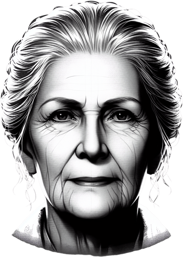 an old grandma's face.
Single Game Texture.  In-Game asset.  2d.  Blank background.  High contrast.  No shadows