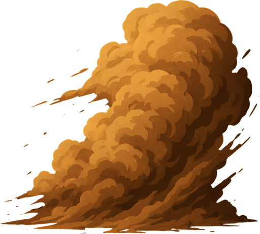 Tormenta de arena, algo realista.
In-Game asset.  2d.  High contrast.  No shadows