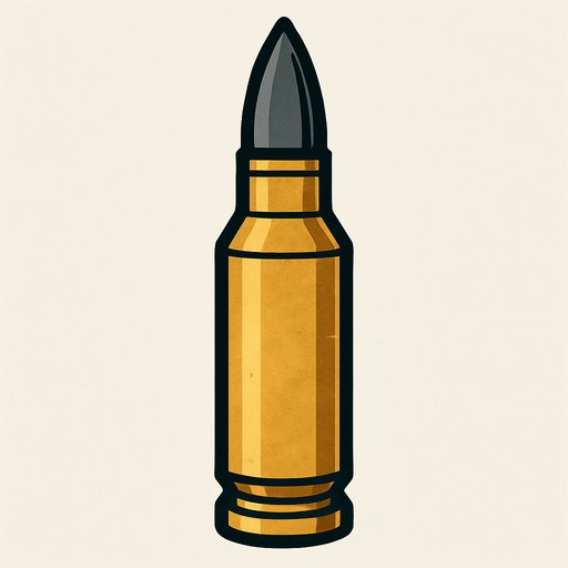 Modern çağ dönemi cephane mermisi.
In-Game asset.  2d.  High contrast.  No shadows