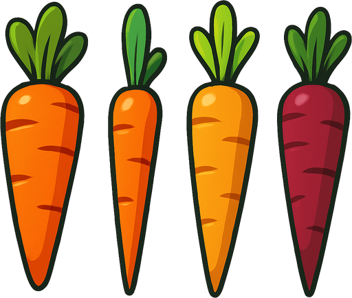 Pack of different carrot.
In-Game asset.  High contrast.  No shadows. 3D