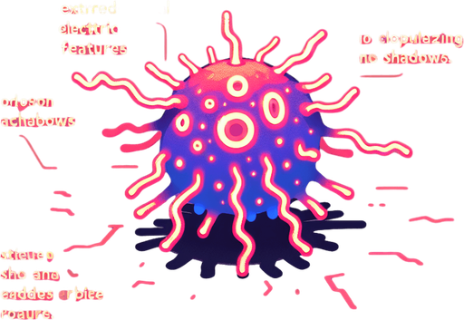 electrical alien amoeba.
Single Game Texture.  In-Game asset.  2d.  Blank background.  High contrast.  No shadows
