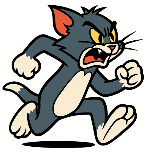 Sinirle koşan Tom.
In-Game asset.  2d.  High contrast.  No shadows