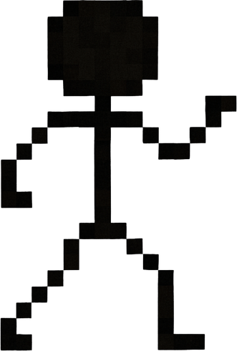 Puedes Aser una persona palito de color negra que este pixelada.
In-Game asset