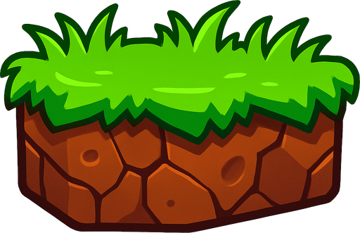 platform with grass.
In-Game asset.  2d.  High contrast.  No shadows