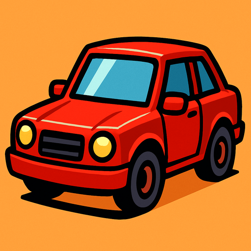 Red car.
In-Game asset.  2d.  High contrast.  No shadows