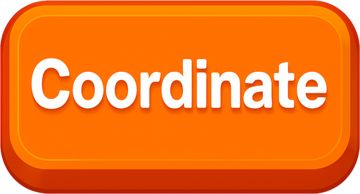 Button "Coordinate". orange color
In-Game asset.  High contrast.  No shadows. 3D