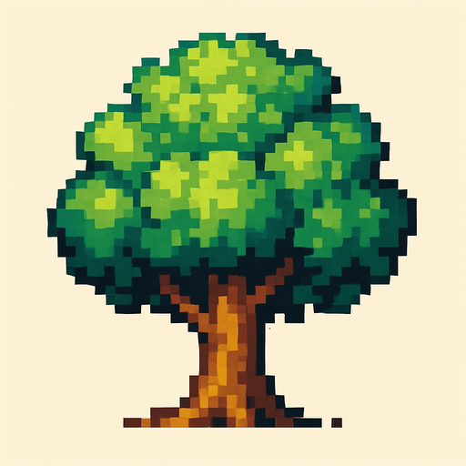 Tree pixel art.
In-Game asset.  2d.  High contrast.  No shadows