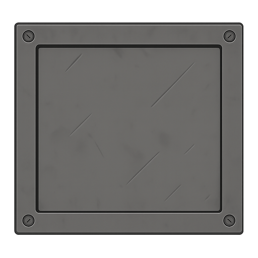make it as a perfect rectangle, screws on all the corners. no background, transparent background