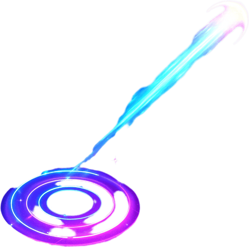 down Isometric neon cyberpunk magic spell beam comet light hologram sparkles glow