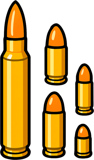 bullets arranged from top to bottom.
In-Game asset.  2d.  High contrast.  No shadows