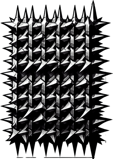 Row of Spikes. Computer Game
Single Game Texture.  In-Game asset.  2d.  Blank background.  High contrast.  No shadows