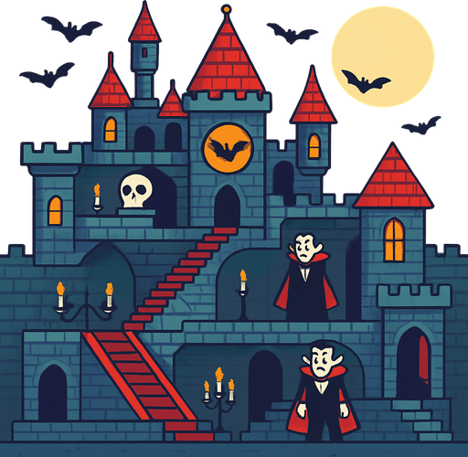 vampire castle rpg. 2d. no shadows.