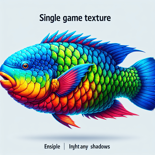 A realistic Parrotfish.
Single Game Texture. In-Game asset. 2d. Blank background. High contrast. No shadows.