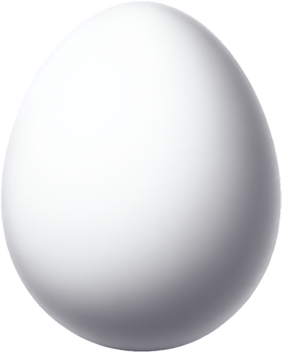 white egg.
Single Game Texture.  In-Game asset.  2d.  Blank background.  High contrast.  No shadows
