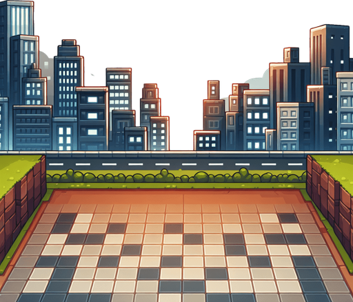 background city mg.
Single Game Texture.  In-Game asset.  2d.  Blank background.  High contrast.  No shadows