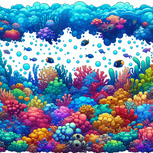A colorful underwater coral reef background. Cartoon
Single Game Texture.  In-Game asset.  2d.  Blank background.  High contrast.  No shadows