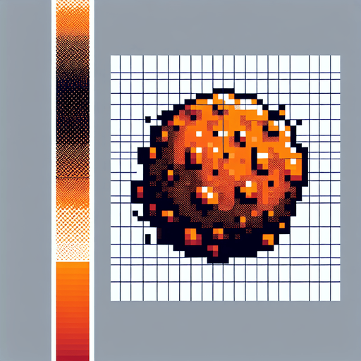 8-bit. asteroid. orange. in game asset. 2d. no shadow..
Single Game Texture. In-Game asset. 2d. Blank background. High contrast. No shadows.