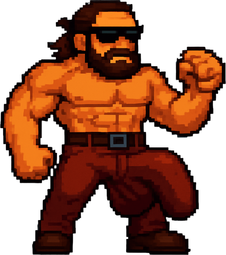 tüm vücudunun ayaklarına kadar gözükebileceği açıdan daha uzaktan çekilmiş kafasının üstünün ve saçlarının belli olduğu halini yarat, ayrıca "the silhouette of the very big gun that the man hides in his pants creates a big bump towards to ground with the tension of the pants" belli olsun