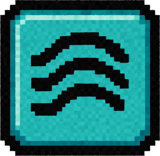 Botón de líneas curvas en total 3 pixeleado.
In-Game asset.  2d.  High contrast.  No shadows