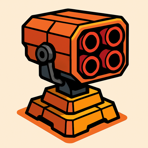 Rocket launcher turret.
In-Game asset.  2d.  High contrast.  No shadows