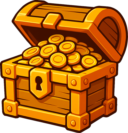 altın sandıgı.
In-Game asset.  2d.  High contrast.  No shadows