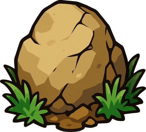 Pierre élément terre.
In-Game asset.  2d.  High contrast.  No shadows