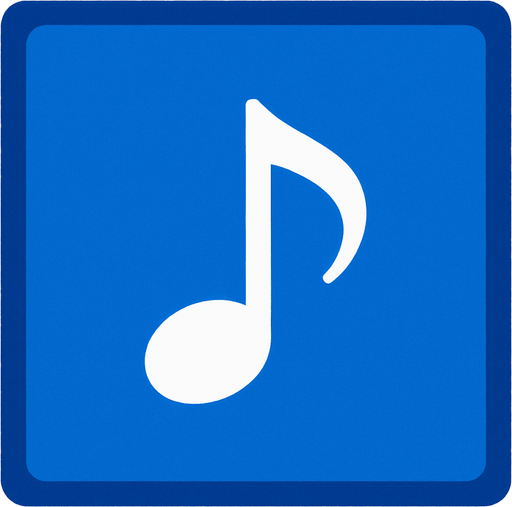 A single tile of musical note 🎵 blue.
In-Game asset.  2d.  High contrast.  No shadows