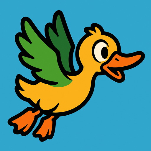 cartoon duck fly style.
In-Game asset.  2d.  High contrast.  No shadows