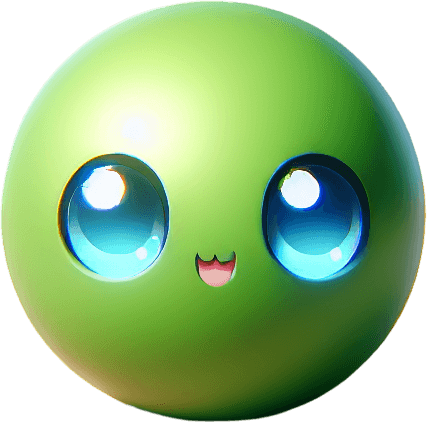 uma bola verde, com olhos azuiis fofos
, fundo png.
Single Game Texture. In-Game asset. 3d. Blank background. High contrast. No shadows.