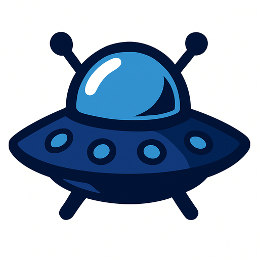 A navy blue alien ship. 
In-Game asset.  2d.  High contrast.  No shadows