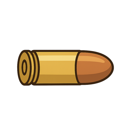 bana bir silah mermisi oluştur. No background. Transparent background. Blank background. No shadows. 2d. In-Game asset. flat